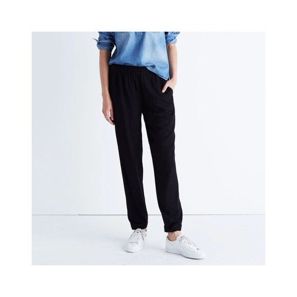 MADEWELL Track Trousers Jogger Pant XXS True Black Pull On Woven EUC B18 - Picture 1 of 6